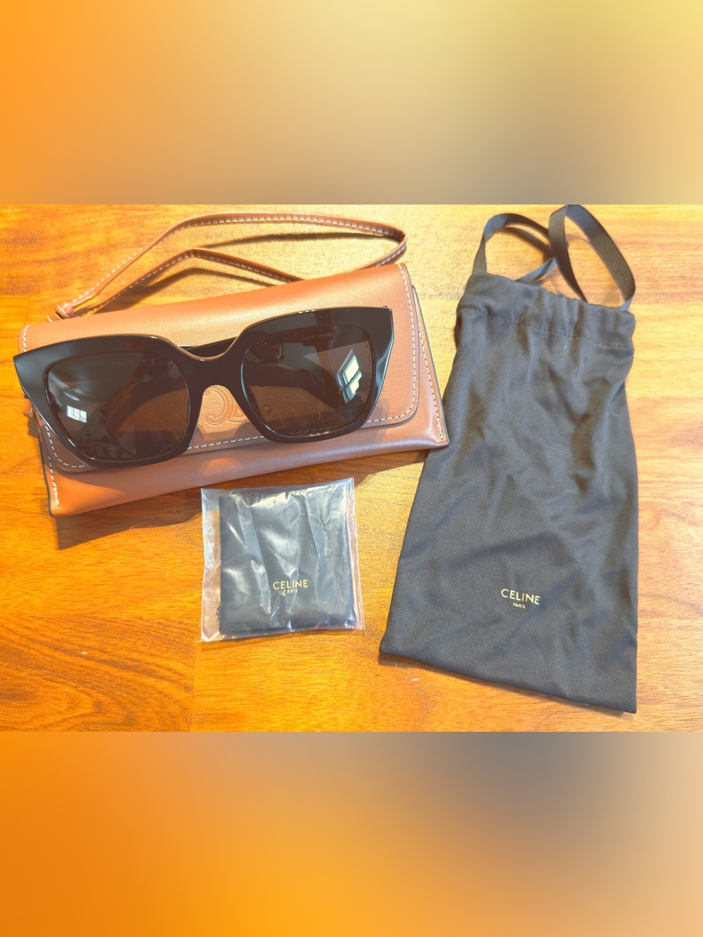*AUTH* Celine Black Oversized  Sunglasses